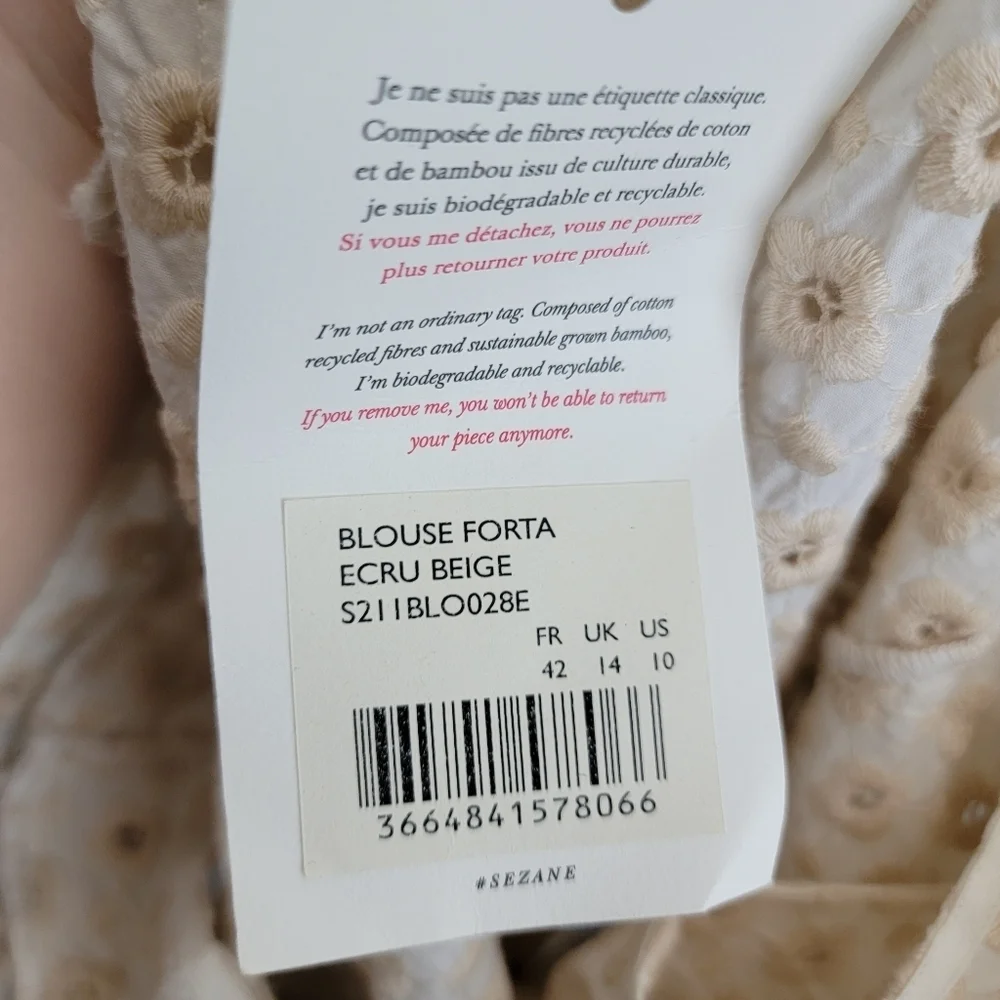 Sezane Forta Blouse size 42 NWT - Picture 10 of 10